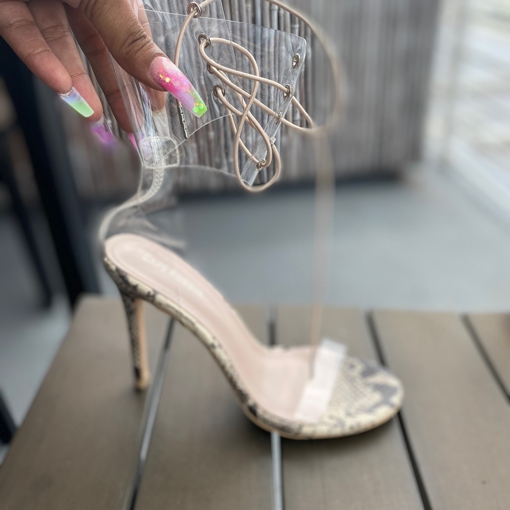 Snakeskin Transparent Heels 👀💕